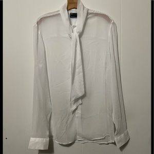 NWOT ASOS White Sheer Tie Blouse